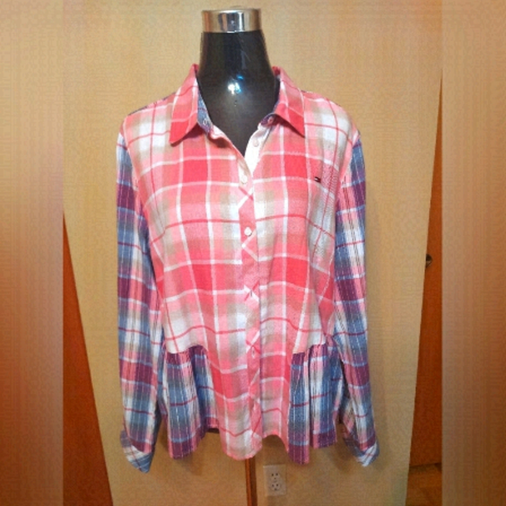 Preppy Classic TOMMY Jeans Cotton Shirt Long Sleeve Button Down Spring Style